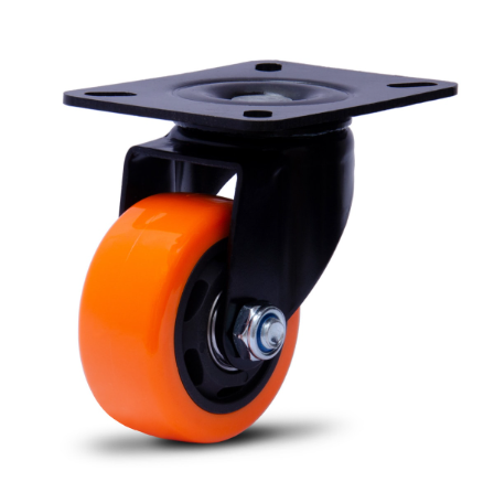 ROD.GIR.75MM PRETO PL 80X105 RODA BP C/ROL.ESF.LARANJA (6239)