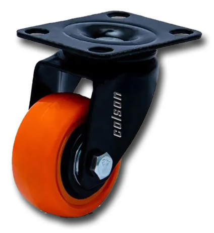 ROD.GIR.50MM PRETO PL 72X52 RODA BP C/ROL.ESF.LARANJA (6236)